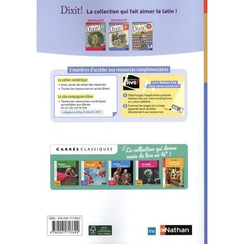 Latin 4e Dixit ! Langue Et Culture - Cahier De Latin