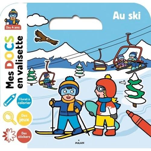 Au Ski - Avec 1 Livret À Colorier, 4 Grandes Images Avec Stickers, Des Jeux D'observation