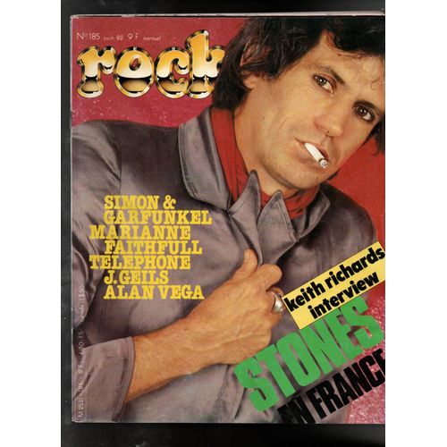 Rock & Folk 185 Keith Richards Stones Simon Garfunkel Marianne Faithfull Telephone J.Geils Alan Vega