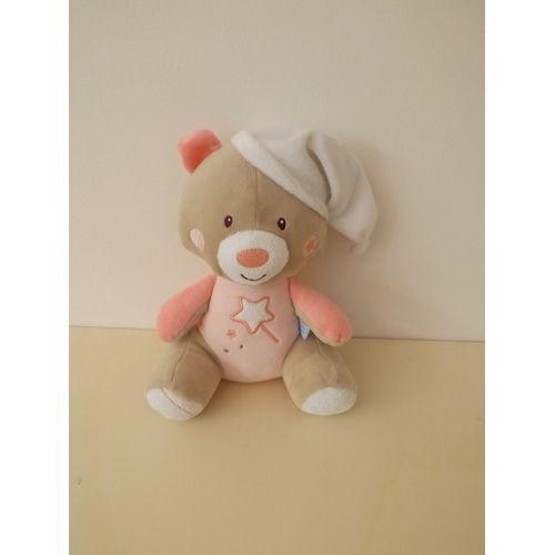 Doudou Ours Beige Rose Blanc Étoile Sucre D'orge