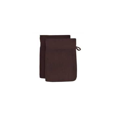 Lot De 2 Gants De Toilette En Coton 500 Gr/M2 16x21 Cm Lagune Brun, Par Soleil D'ocre