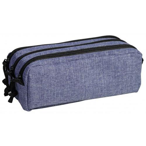 Trousse - Scolaire - Bleu - Rectangulaire - 3 Compartiments - School