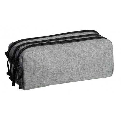 Trousse - Scolaire - Gris - Rectangulaire - 3 Compartiments - School