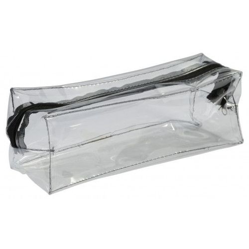 Trousse - Scolaire - Rectangulaire - Transparente - Plastique - Noir - 1 Compartiment