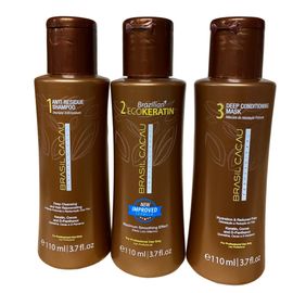 Mini Kit Lissage Brésilien Ecokeratin Brasil Cacau 3 Produits De 110 Ml 