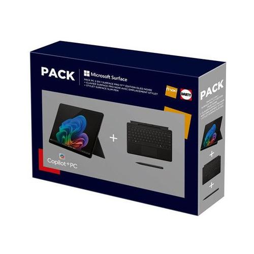 Pack PC 2 en 1 Microsoft Surface Pro 11ème Edition 13" Ecran tactile Qualcomm Snapdragon® X Elite 16 Go RAM 512 Go SSD Noir +