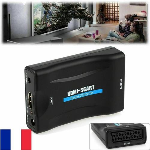 Adaptateur Convertisseur HDMI HD vers Péritel ( SCART ) TV Vidéo + Câble DC