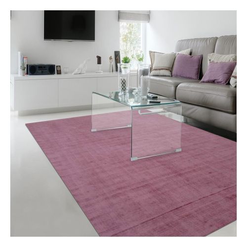 Tapis Salle À Manger 240x340 Fait Main Rose Rectangle Motif Uni Neo Uni