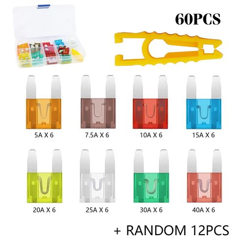 Jeu De Fusibles De Voiture 5/7,5/10/15/20/25/30/40a,Avec Assortiment De Clips De Boîte,Pour Bmw Vm Renault - Type 60pcs