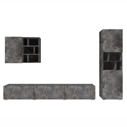 Composition De 3 Meubles Design Pour Salon Effet Ardoise Collection Narva.