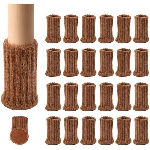 24pcs De Chaussette Chaise Pour Pieds De Chaise,Patins Antidérapants Pour Convient Aux Pieds De Chaise De 1"À 2" De Diamètre,Marron