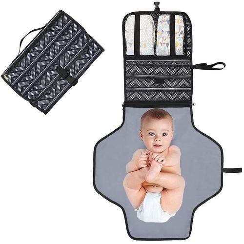 Pliable Matelas A Langer De Voyage, Tapis À Langer Pour Bébé, Kit De Voyage Portable Couches, Avec Pochettes