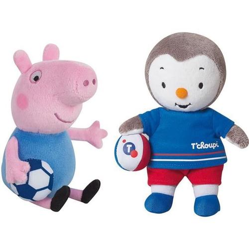 Jemini Peppa Pig T'choupi Lot De 2 Peluches Foot +/- 17 Cm