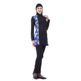 HaoFan Maillot de Bain Musulman Modeste Ensemble de Burkini pour Femmes Ensemble de Pantalons Hijab Couverture Complète Séchage Rapide Élastique Beachwear Protection Solaire 