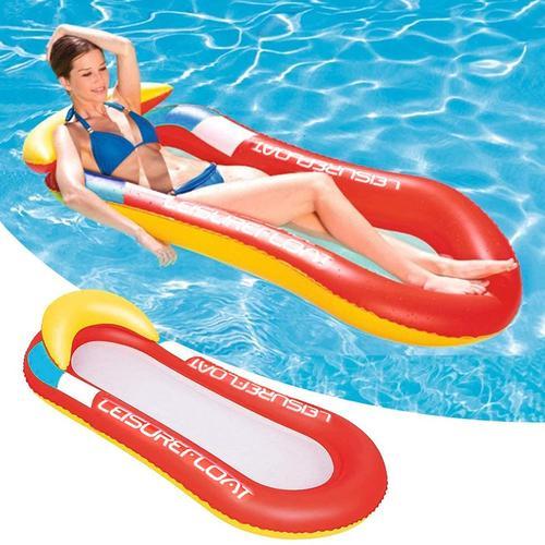 Hamac Gonflable Piscine,Matelas Flottant,Bouée Piscine D'eau Fauteuil Bouée De Piscine,Géant Aqua Flotteur Gonflable En Filet(Rouge)