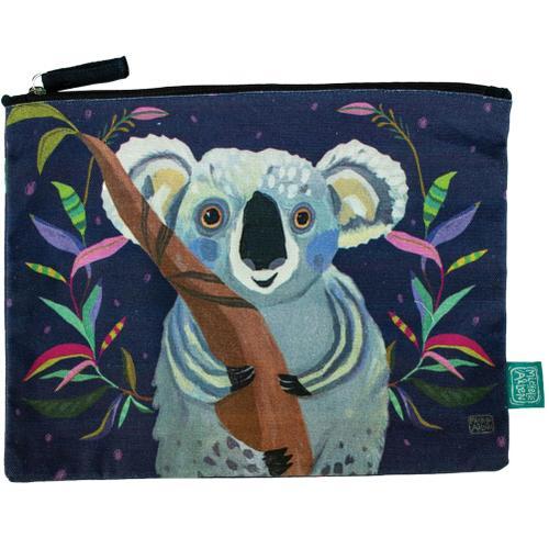 Grande Pochette plate Le Koala en coton décorée Allen