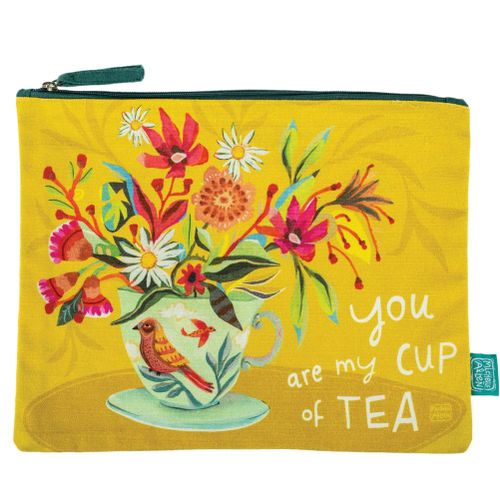 Grande Pochette plate Tasse de thé en coton décorée Allen