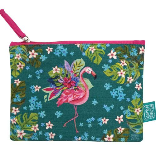 Pochette plate Flamants Roses en coton décorée Allen