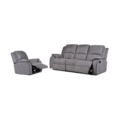 Canapé 3+1 Places Relax En Microfibre Hernani - Gris