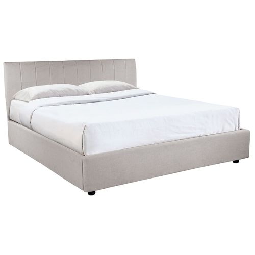 Lit Coffre Design 160 X 200 Cm Effet Velours Gris Clair Macha