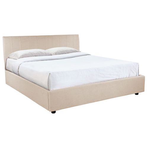 Lit Coffre Design 160 X 200 Cm Effet Velours Beige Macha