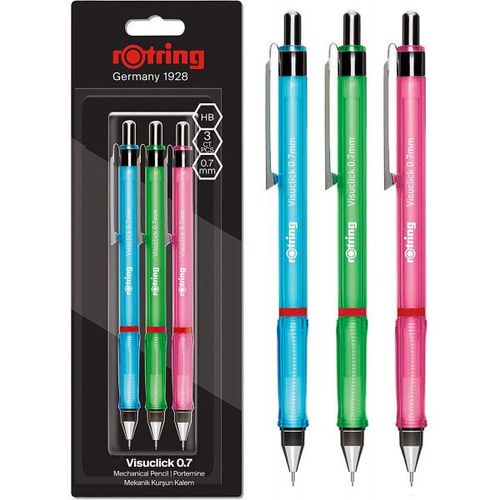 Lot De 3 Porte-Mines - 0,7 Mm - Hb - Rechargeable - Visuclick 0.7 - Rotring