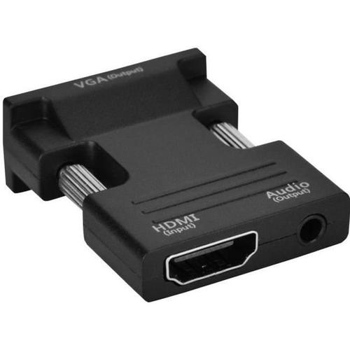 Xuyan Adaptateur VGA vers HDMI Convertisseur 1080P Portable VGA mâle vers  HDMI femelle avec adaptateur audio Jack Splitter HDTV