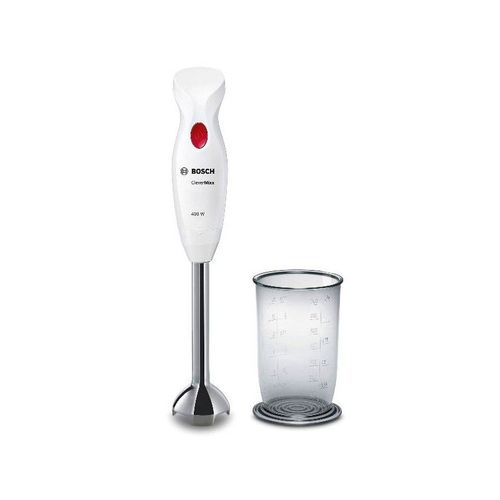 BOSCH Mixeur Plongeant 400W Blanc pied Inox Bol 0,75L 4 lames Inox Gobelet Gradué Pied Amovible