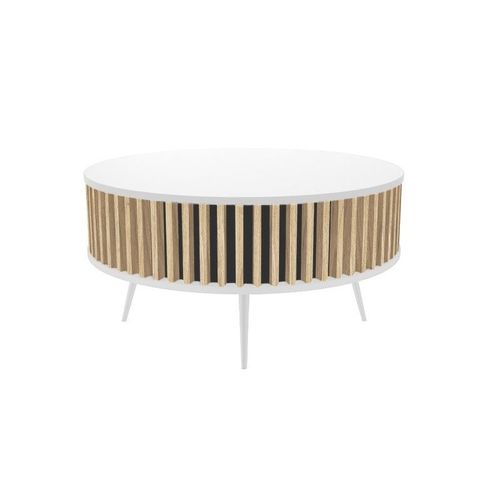 Remo - Table Basse Ronde Style Moderne Salon - 90x46 Cm - Table À Café - Blanc