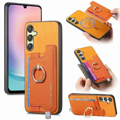 Étui Pour Samsung Galaxy A24 Support D'anneau Portefeuille Compatible Magsafe Magnétique - Couleur Orange