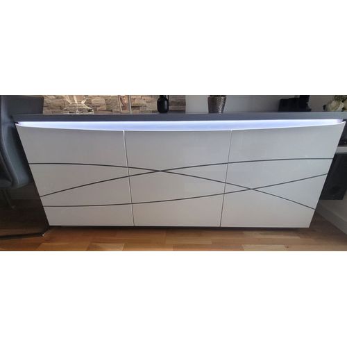 Bahut 3 Portes Laqué Éclairage Led