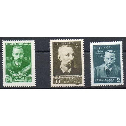 Roumanie , Bulgarie , U.R.S.S. Timbres Pierre Curie 1956