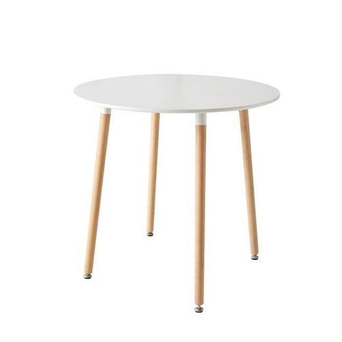 Table À Manger Ronde Scandinave - Pour 2-4 Personnes - Pieds En Bois De Hêtre - L80*H74cm
