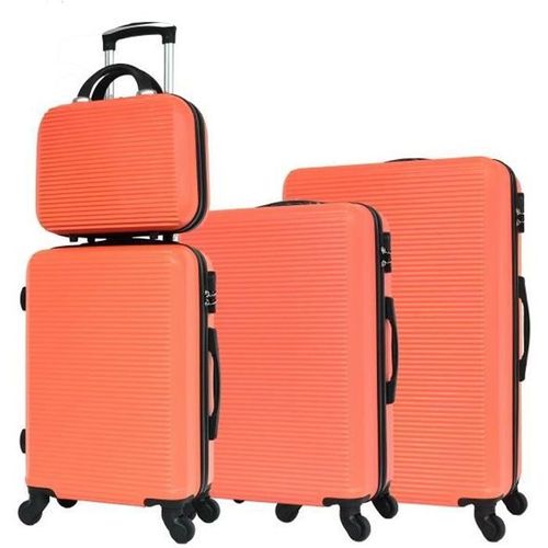 Celims France - Set Valise 4 Pièces | Lot de Valise | Valise avec Vanity | ABS | Orange