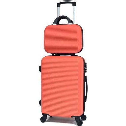 Celims France - Set Valise 2 Pièces | Lot de Valise | Valise avec Vanity | ABS | Orange