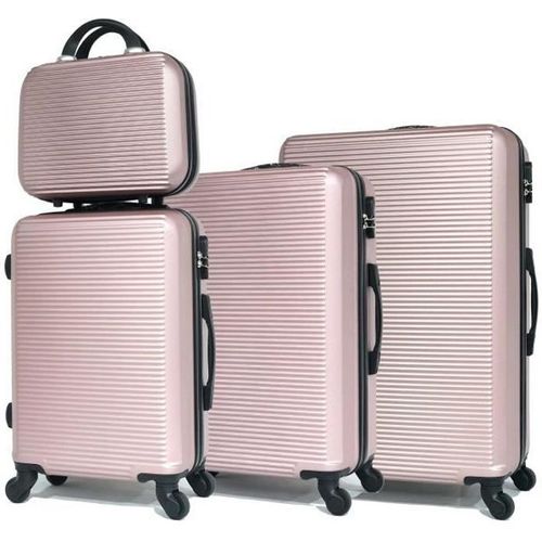 Celims France - Set Valise 4 Pièces | Lot de Valise | Valise avec Vanity | ABS | Rose Gold