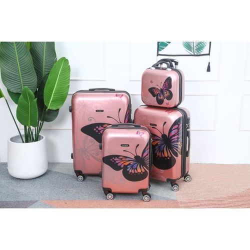 Celims France - Set Valise 4 Pièces | Lot de Valise | Valise avec Vanity | Polycarbonate | Rose Gold