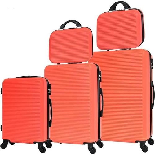 Celims France - Set Valise 5 Pièces | Valise Cabine + Valise Moyenne + Valise Grande Taille + 2x Vanity | ABS Légère et Rigide | Orange