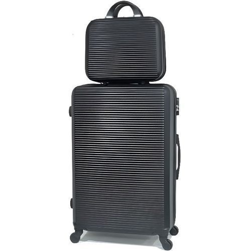 Celims France - Valise Grande Taille avec Vanity / Trousse de Toilette 35cm | Taille Soute 23kg 75cm | Serrure Intégré | ABS | Noir