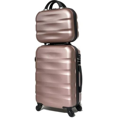 Celims France - Set Valise 2 Pièces | Lot de Valise | Valise avec Vanity | ABS | Rose Gold