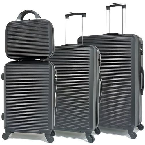Celims France - Set Valise 4 Pièces | Lot de Valise | Valise avec Vanity | ABS | Noir