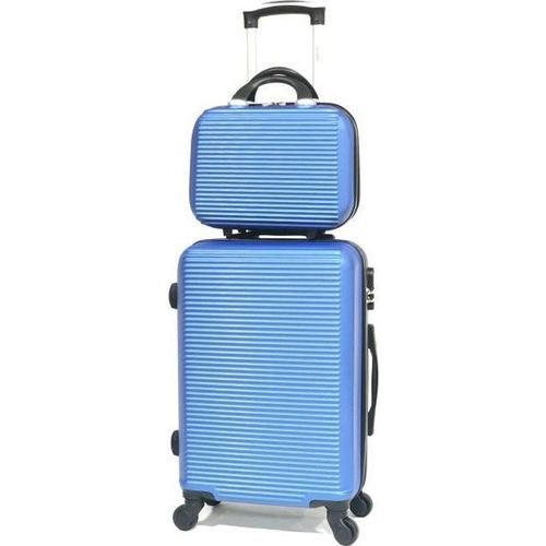 Celims France - Set Valise 2 Pièces | Lot de Valise | Valise avec Vanity | ABS | Bleu