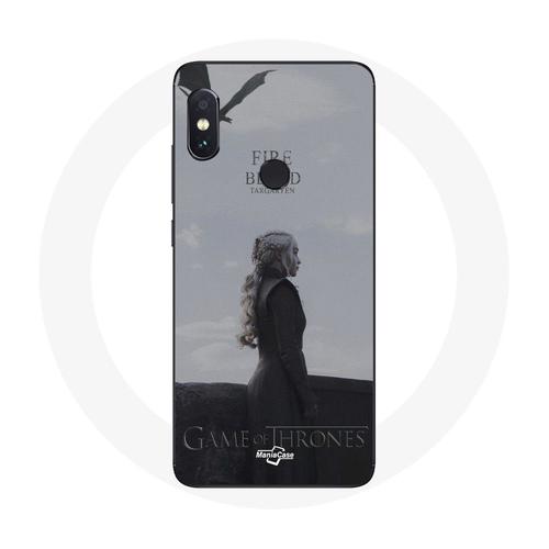 Coque Pour Xiaomi Redmi Note 5 Ai Dual Camera Game Of Thrones Saison 8 Daenerys Targaryen Feu Et Sang Le Trône De Fer Logo Gris