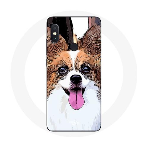 Coque Pour Xiaomi Redmi Note 5 Ai Dual Camera Épagneul Nain Continental Papillon Chiot Blanc Et Marron