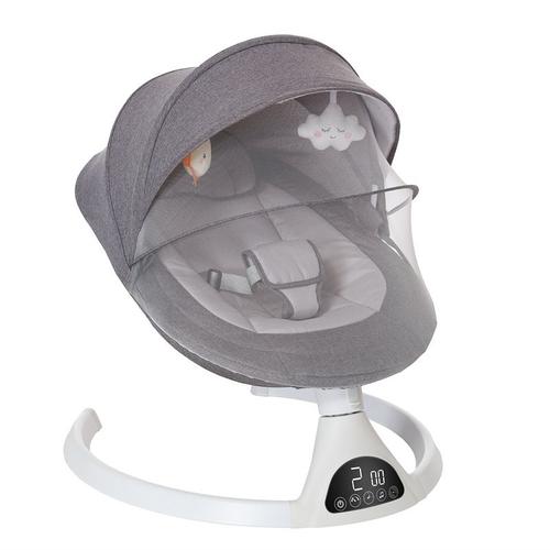 Balancelle bébé Transat électrique Balançoire à 5 vitesses avec Affichage  LED,musique bluetooth,0-12 mois,gris