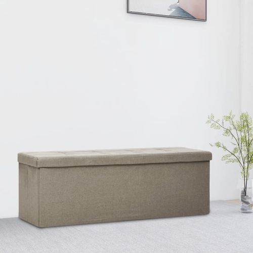 Vidaxl Banc De Rangement Pliable Taupe Faux Lin