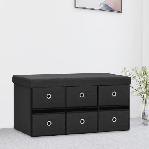 Vidaxl Banc De Rangement Pliable Noir 76x38x38 Cm Faux Lin