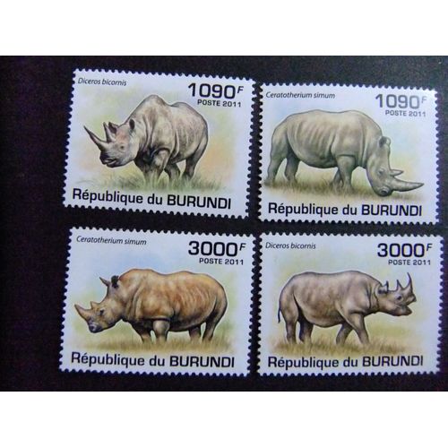 Burundi 2011 Rhinoceros / Complete Series New ** Mnh