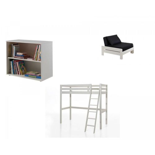 Lit Mezzanine Avec Fauteuil Et Bibliotheque