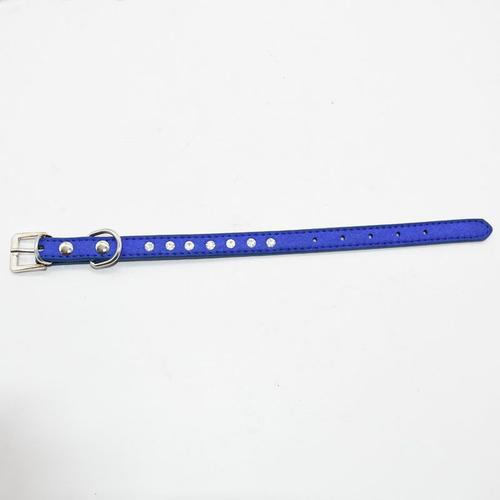 Collierbleu Profond-Xxs--Collier En Cuir Et Velours Coréen Pour Chien, 11 Couleurs, Pour Petit Et Moyen Gabarit, Avec Strass, Collie